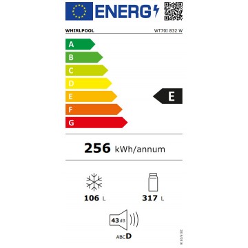 Whirlpool WT70I 832 W Ψυγείο Δίπορτο Total NoFrost Υ180xΠ70xΒ72.5εκ. Λευκό